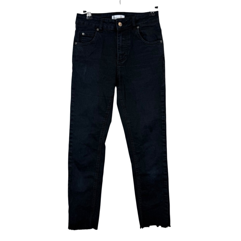 Anine Bing Black High Rise Raw Hem Skinny Jeans Sz 26
